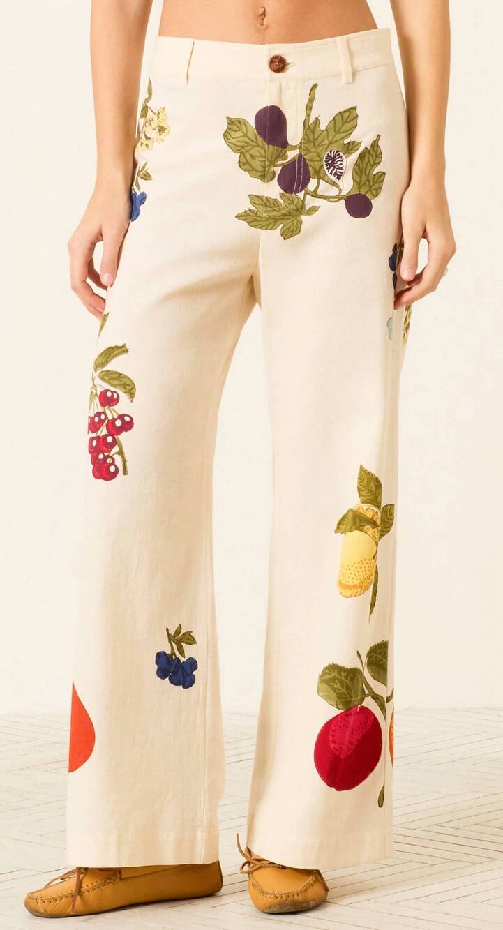 NEW ALIX OF BOHEMIA paige nine fruit pants in off white